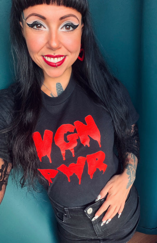 VGN PWR blutig rot, veganes T-Shirt, Unisex