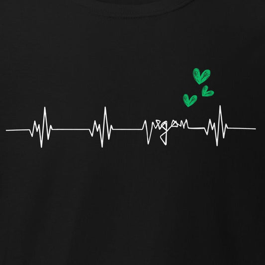 Vegan Heartbeat with Green Hearts, Vegan Organic T-Shirt, Stanley/Stella, Unisex