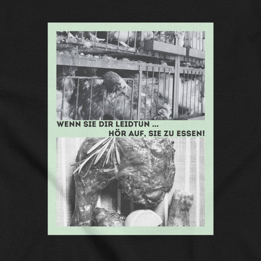 Hühner vs. Hühnerbein, veganes Tierliebe Statement, veganes T-Shirt, Unisex