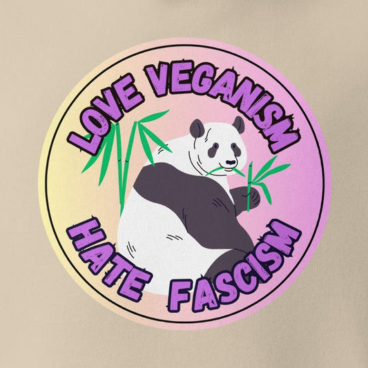 Love Veganism Hate Fascism Panda, Vegan Antifa, Organic Vegan Hoodie Stanley/Stella, Unisex