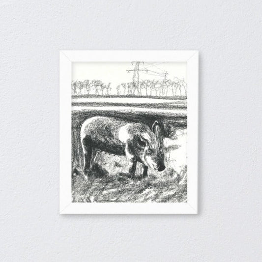 Lotte, Schwein vom Lebenshof LiPaiO, vegane Kunst, gerahmtes Poster, Kunstdruck