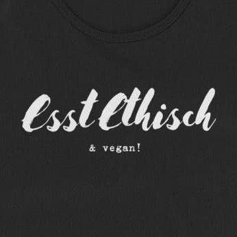 esst ethisch & vegan! talliertes veganes Racerback-Tanktop
