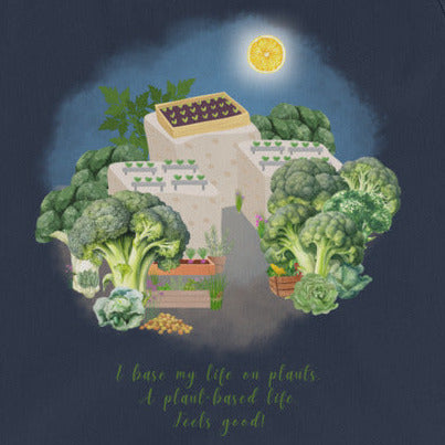 I base my life on plants, a plant-based life, plant-based diet, vegetables & tofu, vegan tank top