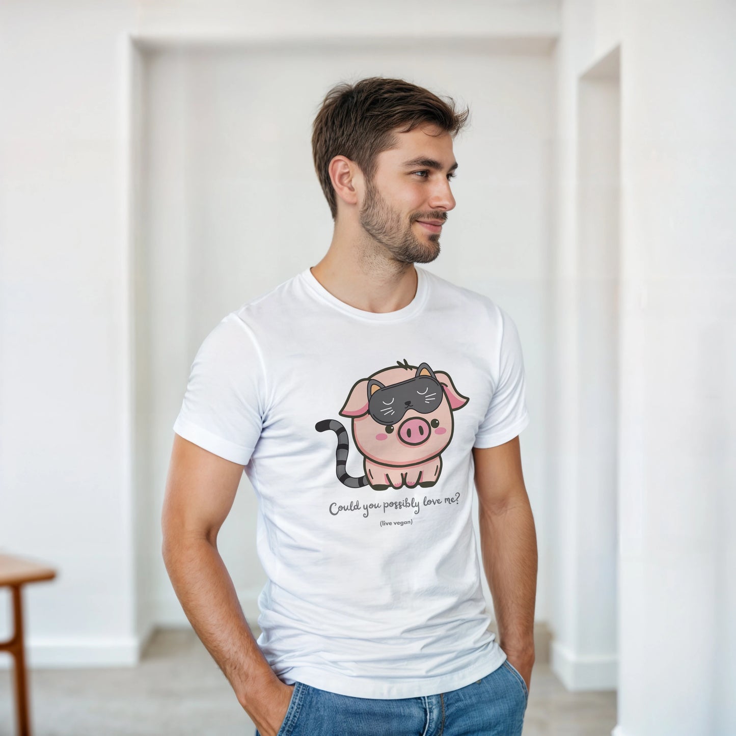 Pig disguised as a cat, statement shirt, vegan t-shirt, unisex