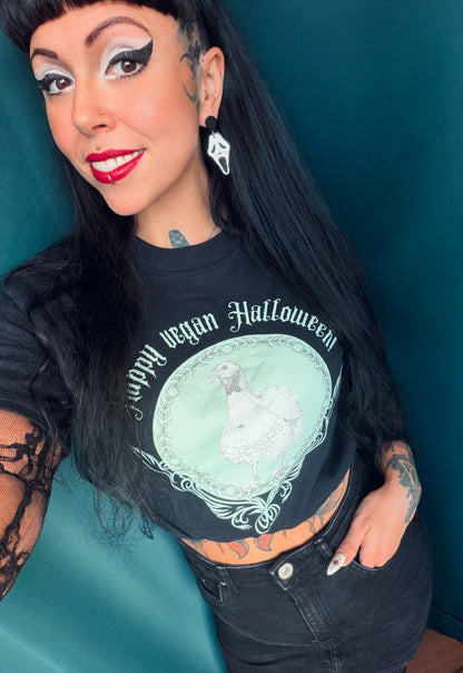 HAPPY VEGAN HALLOWEEN mit Truthahn Milan, Artwork, veganes T-Shirt, Unisex