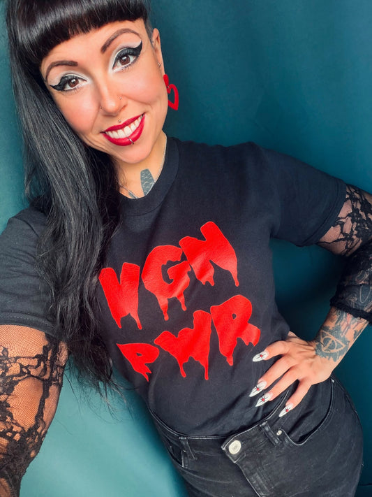 VGN PWR blutig rot, veganes T-Shirt, Unisex