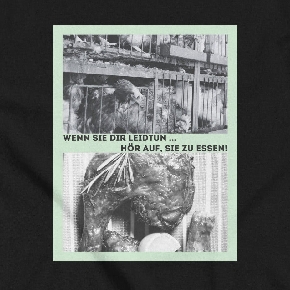Hühner vs. Hühnerbein, veganes Tierliebe Statement, veganes T-Shirt, Unisex