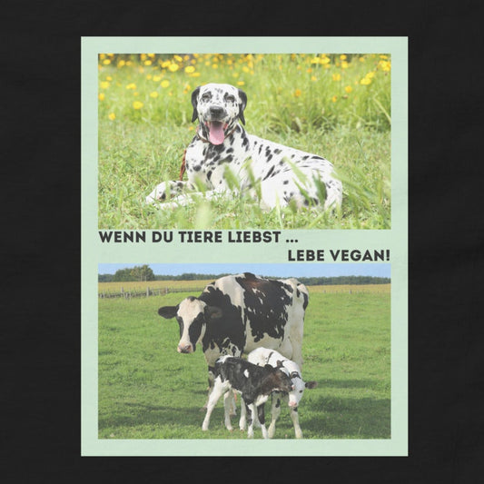 Dalmatian vs. Cow & Calves, Vegan Animal Love Statement, Vegan T-Shirt, Unisex