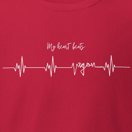 My heart beats vegan, Herzschlag, Herzfrequenz in Weiß, veganes T-Shirt, Unisex