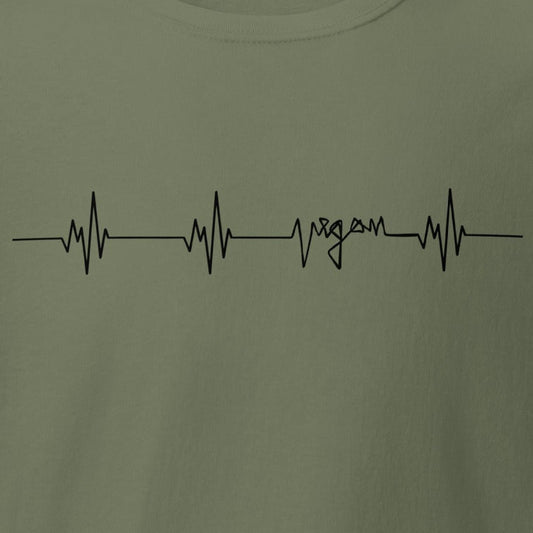 Vegane Herzfrequenz, Herzschlag mit "vegan", minimalistisch, veganes T-Shirt, Unisex