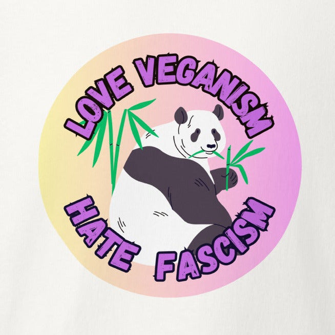 Love Veganism Hate Fascism Panda, vegan antifa, vegan t-shirt, unisex