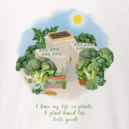 I base my life on plants, a plant-based life, Gemüse & Tofu, talliertes veganes Racerback-Tanktop