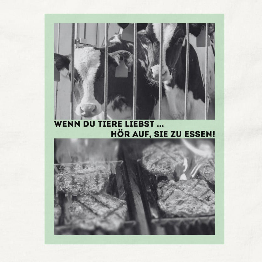 Kalb vs. Steak, veganes Tierliebe Statement, veganes T-Shirt, Unisex