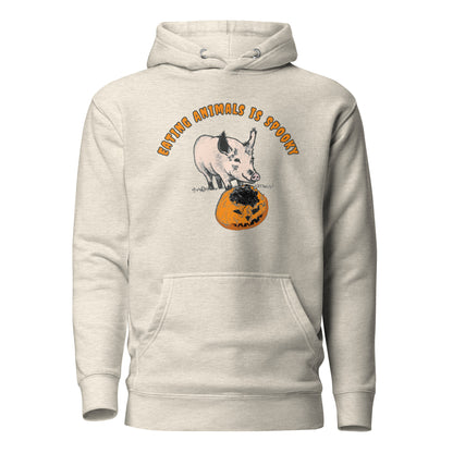 Eating animals is spooky mit Schwein und Kürbis, Vegan Halloween, veganer Premium Hoodie, Unisex