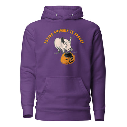 Eating animals is spooky mit Schwein und Kürbis, Vegan Halloween, veganer Premium Hoodie, Unisex